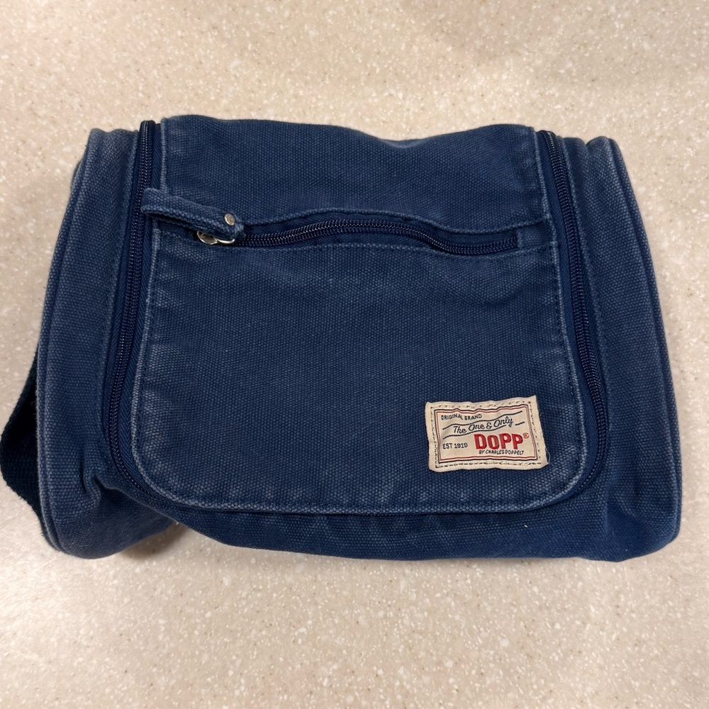 Dopp Navy Canvas Toiletry Kit with Front Pocket